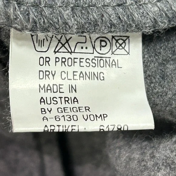 VINTAGE Geiger Skirt Suit Womens 38 Gray Wool Embroidered Floral 2 Piece Austria - Picture 12 of 16